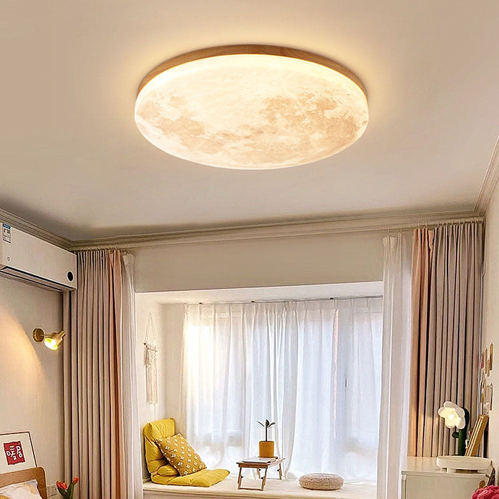 Round Moon-Inspired Ceiling Light for Modern Homes
