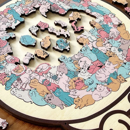 LAST DAY 50% OFF - Cute Cat and Dog Puzzle – A Wooden Work of Art You Can Build