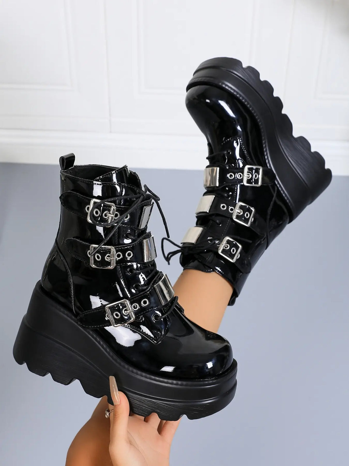 Women's Punk Gothic Boots – Chunky Sole, Non-Slip