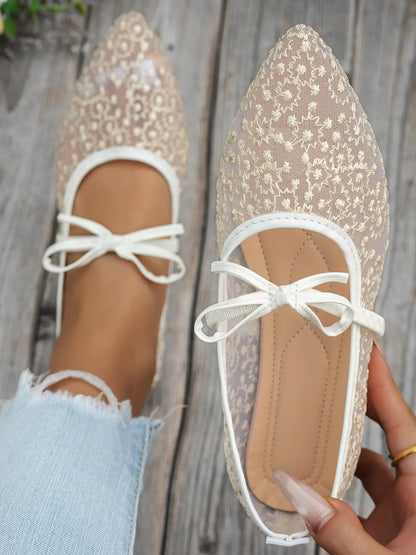 Women's Mesh Flats – Cut-Out, Bow, Lightweight