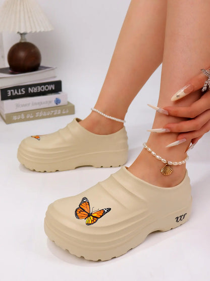 Women's Butterfly Print EVA Slippers – Slip-On, Lightweight