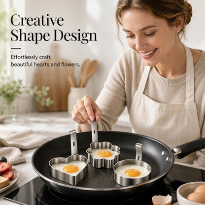 304 Stainless Steel Egg Ring Mold – Fun Shapes, Leak-Resistant Flat Base & Easy-Release