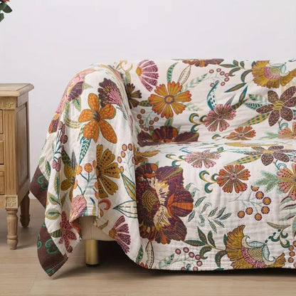 Floral Pattern Cotton Throw Blanket
