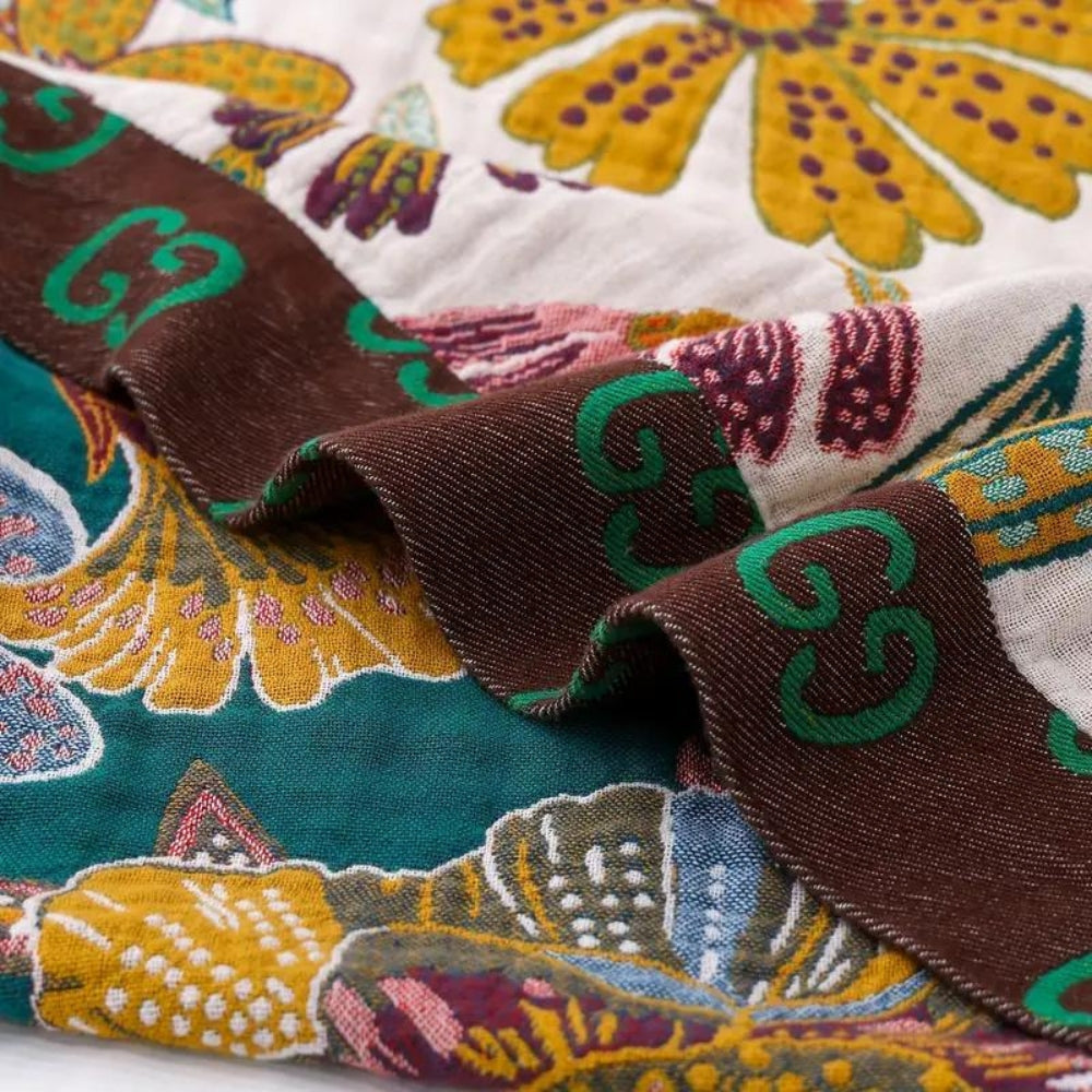 Floral Pattern Cotton Throw Blanket