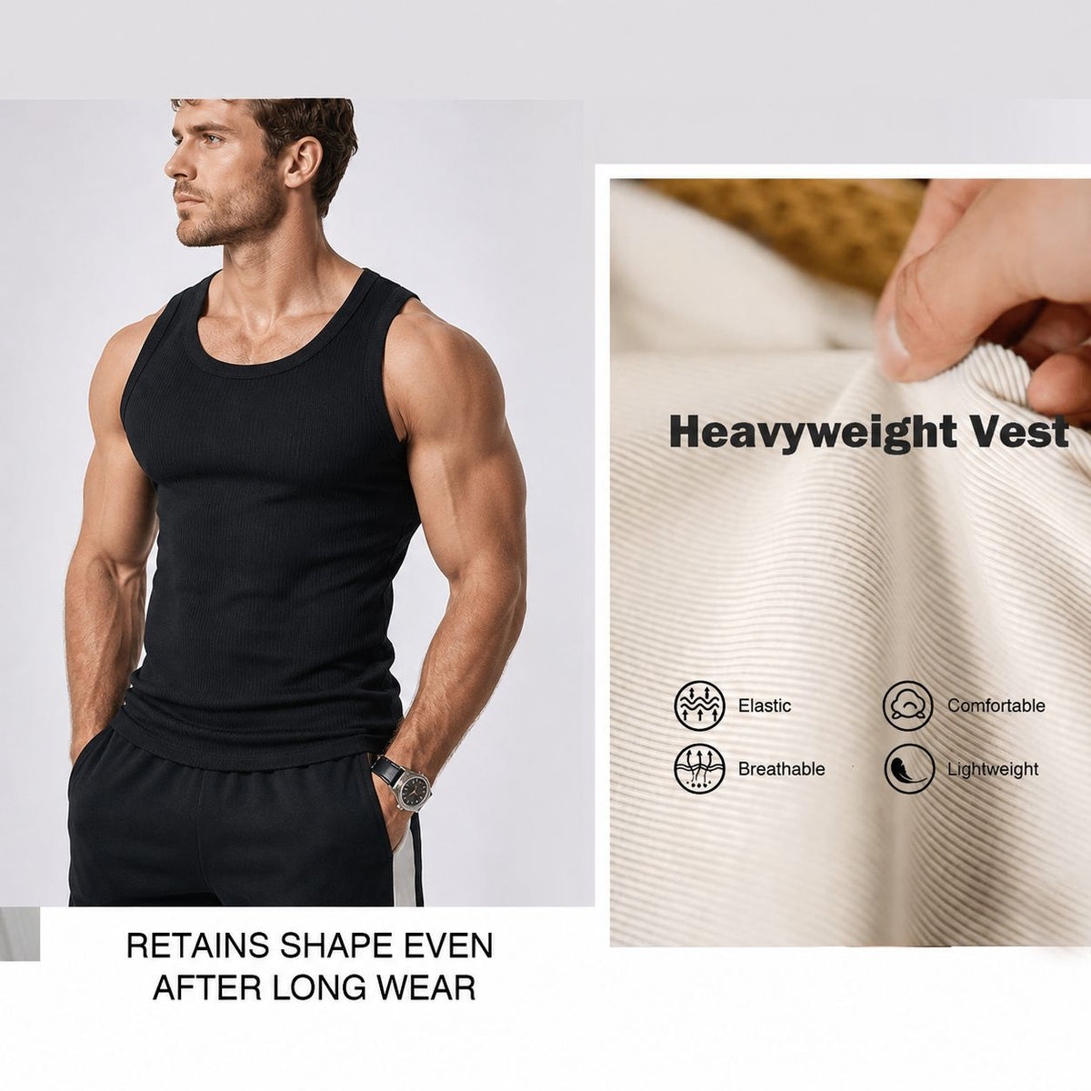 Hot Sale 50% OFF | Men’s Wide Strap Ribbed Tank Top Summer Casual Sleeveless Shirt