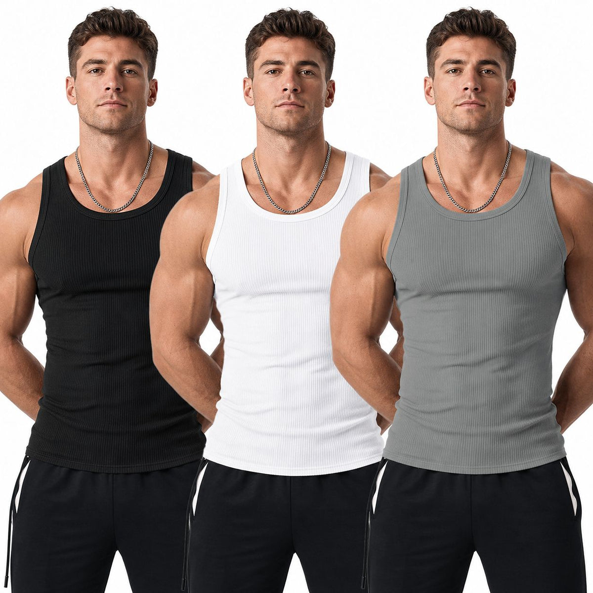 Hot Sale 50% OFF | Men’s Wide Strap Ribbed Tank Top Summer Casual Sleeveless Shirt
