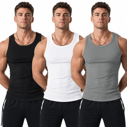 Hot Sale 50% OFF | Men’s Wide Strap Ribbed Tank Top Summer Casual Sleeveless Shirt