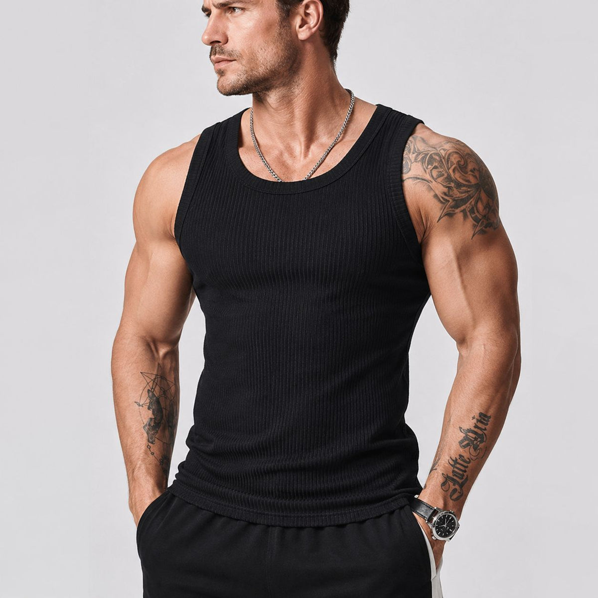 Hot Sale 50% OFF | Men’s Wide Strap Ribbed Tank Top Summer Casual Sleeveless Shirt