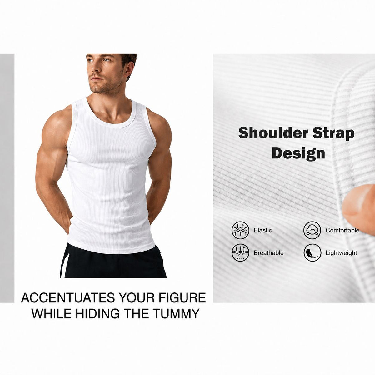 Hot Sale 50% OFF | Men’s Wide Strap Ribbed Tank Top Summer Casual Sleeveless Shirt