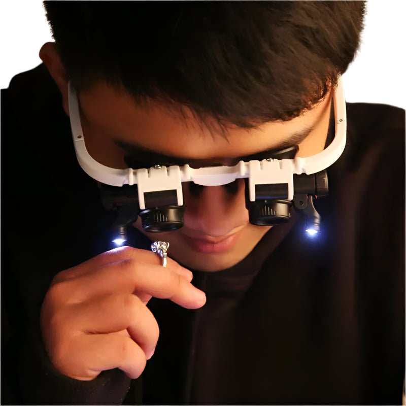 LED Magnifier Glasses with 8x, 15x, 23x Zoom