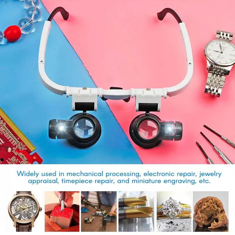 LED Magnifier Glasses with 8x, 15x, 23x Zoom