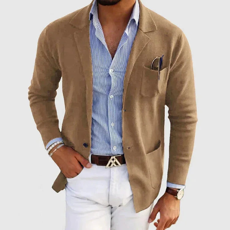 Classic Men's Blazer with Lapel Collar