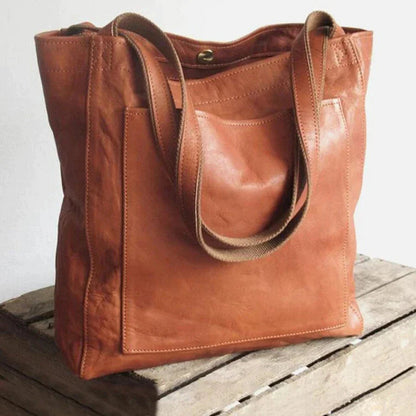 Retro Natural Leather Tote Bag