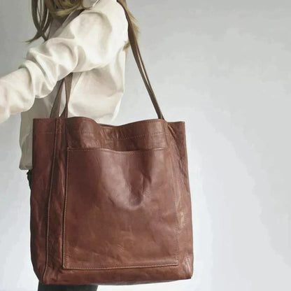 Retro Natural Leather Tote Bag