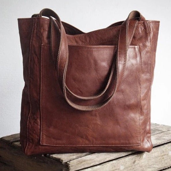 Retro Natural Leather Tote Bag