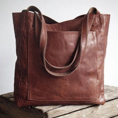 Retro Natural Leather Tote Bag