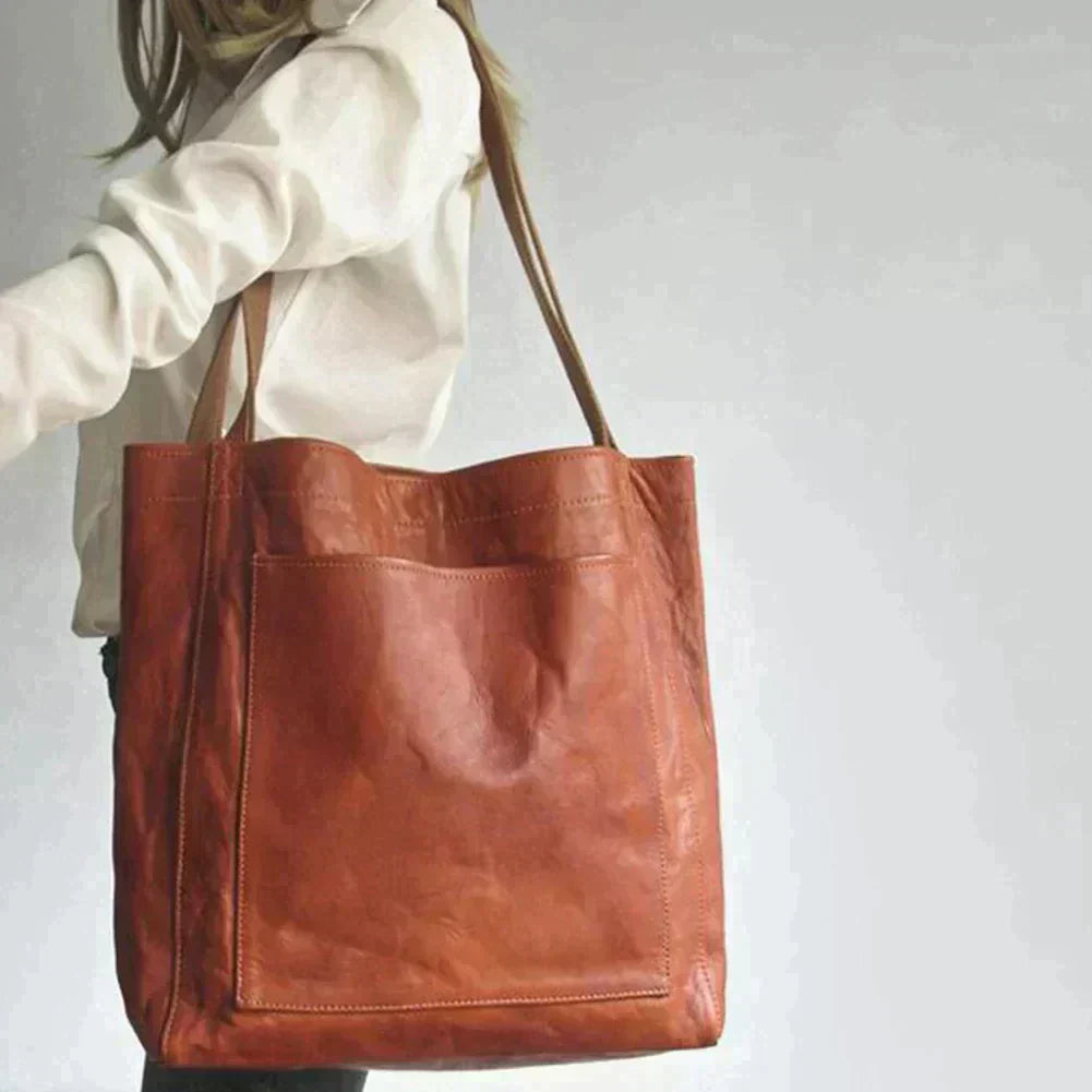 Retro Natural Leather Tote Bag