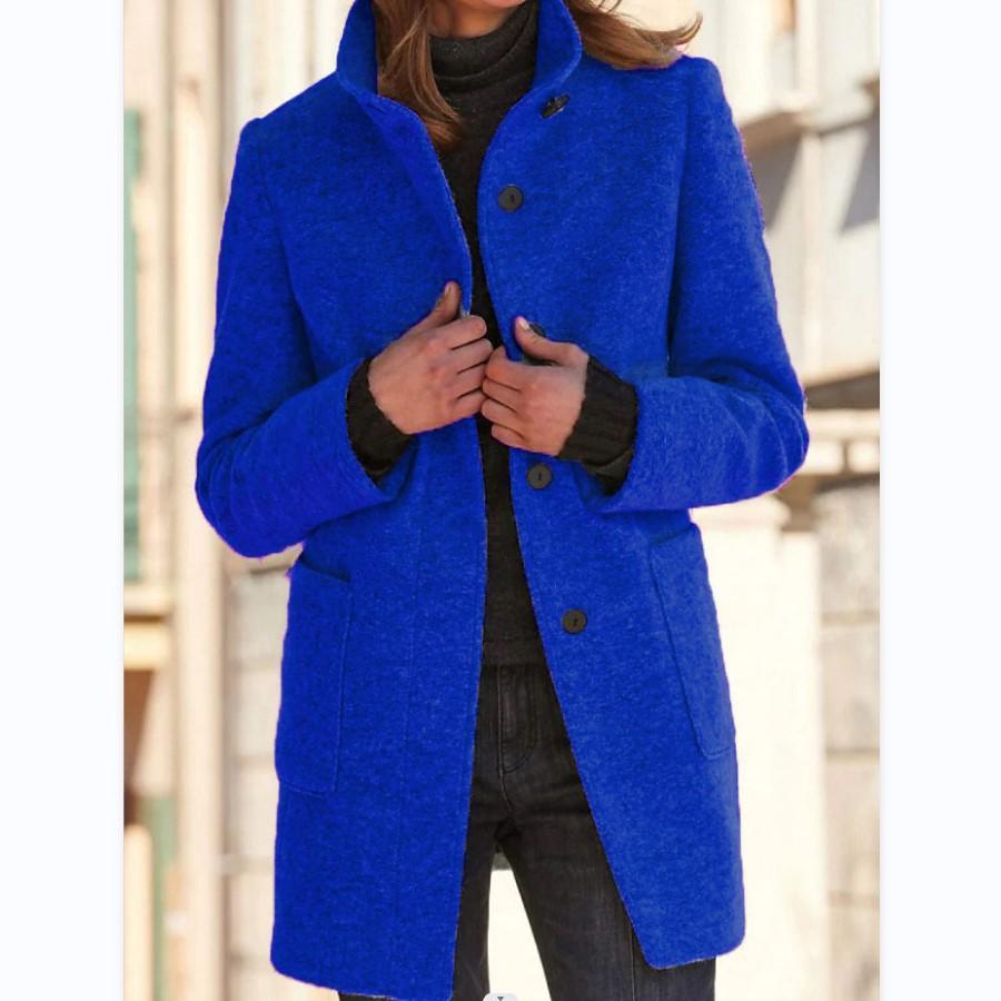 Classic Women's Wool Coat with Retro Button Closure