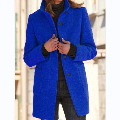 Classic Women's Wool Coat with Retro Button Closure