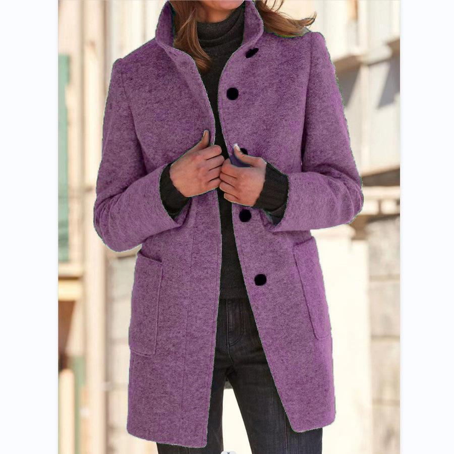 Classic Women's Wool Coat with Retro Button Closure