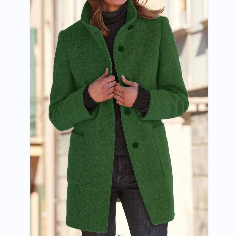 Classic Women's Wool Coat with Retro Button Closure