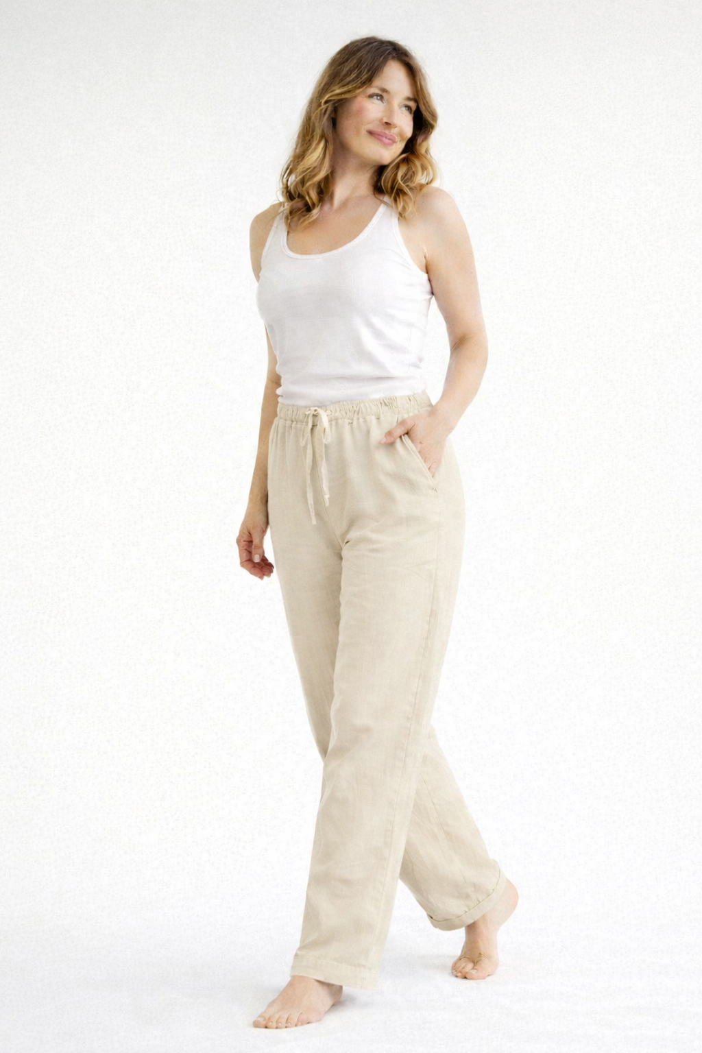 Relaxed High-Waist Drawstring Trousers