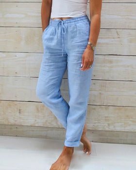 Relaxed High-Waist Drawstring Trousers