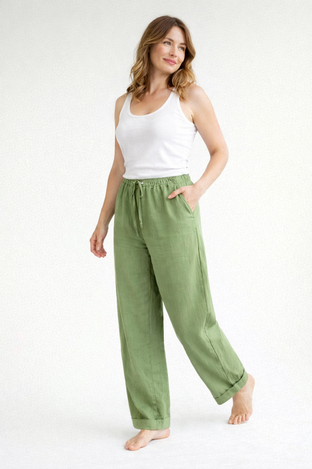 Relaxed High-Waist Drawstring Trousers