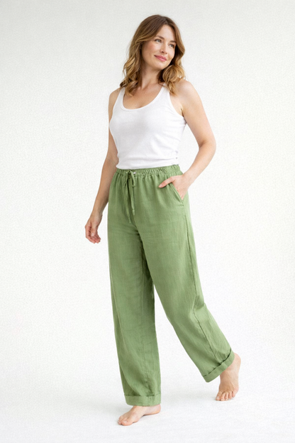 Relaxed High-Waist Drawstring Trousers