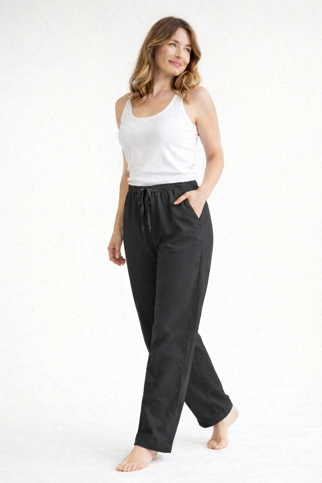 Relaxed High-Waist Drawstring Trousers