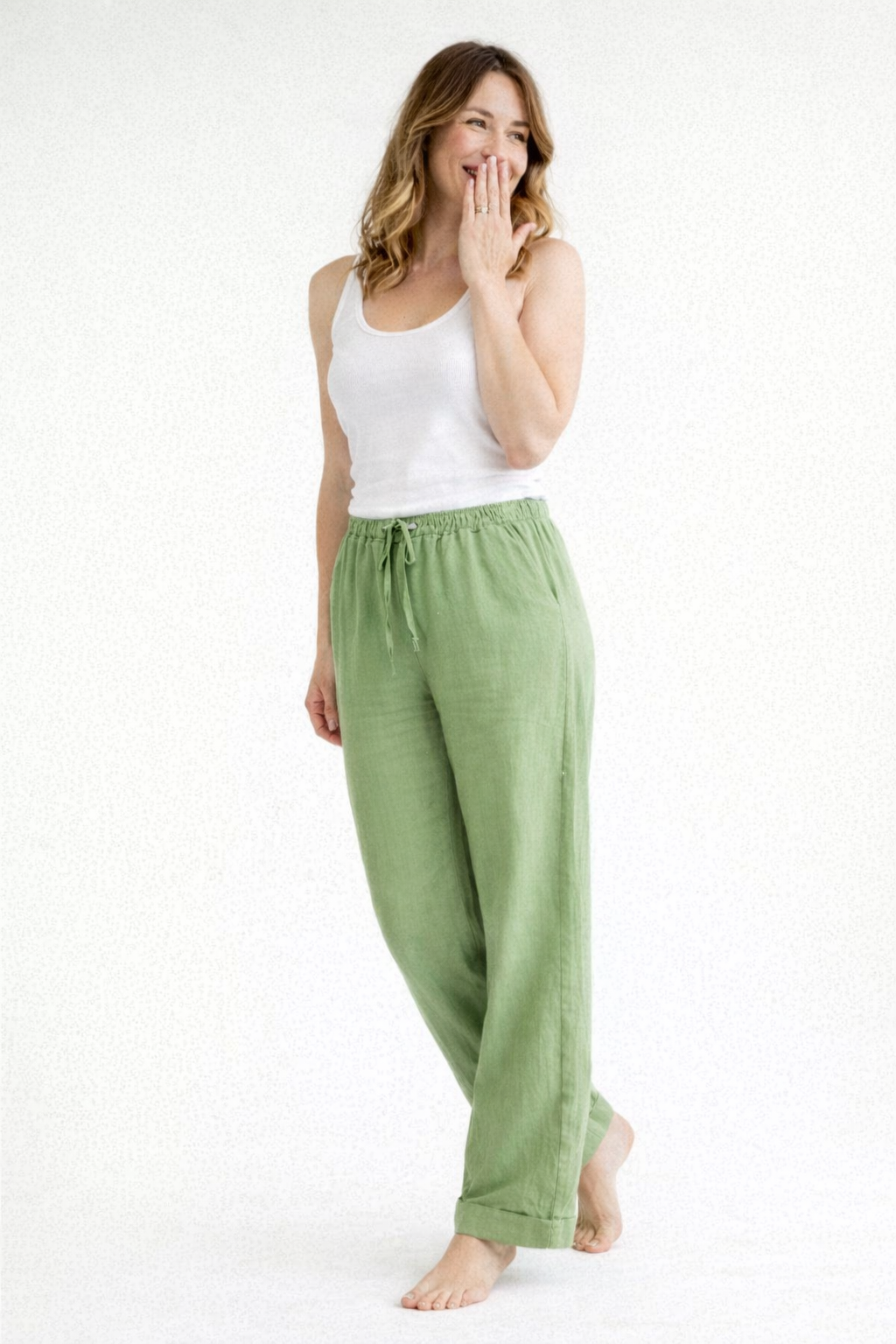 Relaxed High-Waist Drawstring Trousers