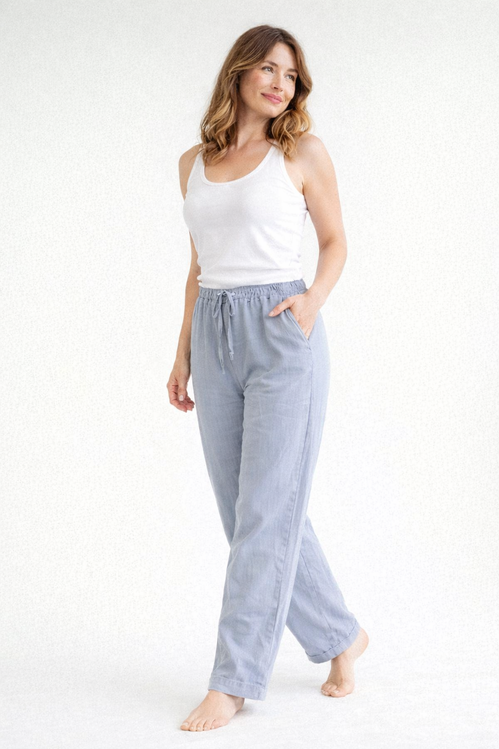 Relaxed High-Waist Drawstring Trousers