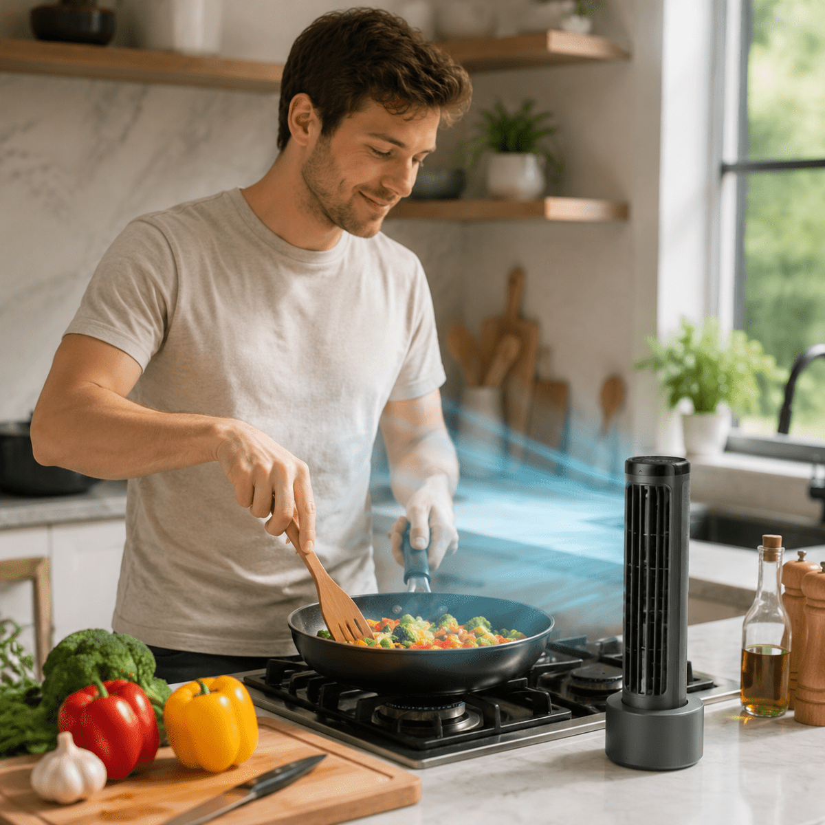 COOKBREEZE – Compact kitchen fan for pleasant freshness on hot days