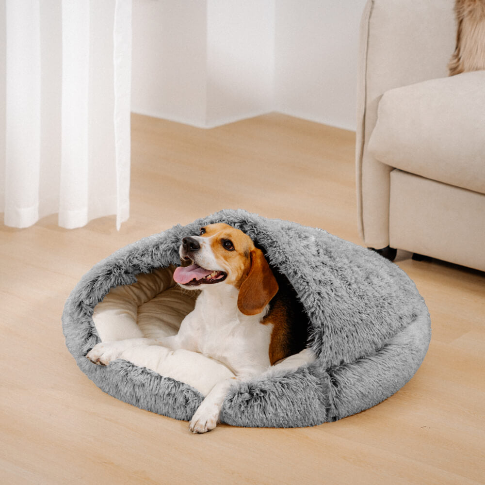 Cozy & Safe Semi-Open Pet Bed Soft Cotton Fabric