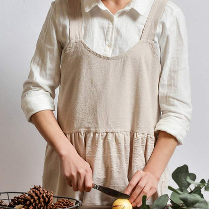 Cotton Pinafore Apron With Pockets