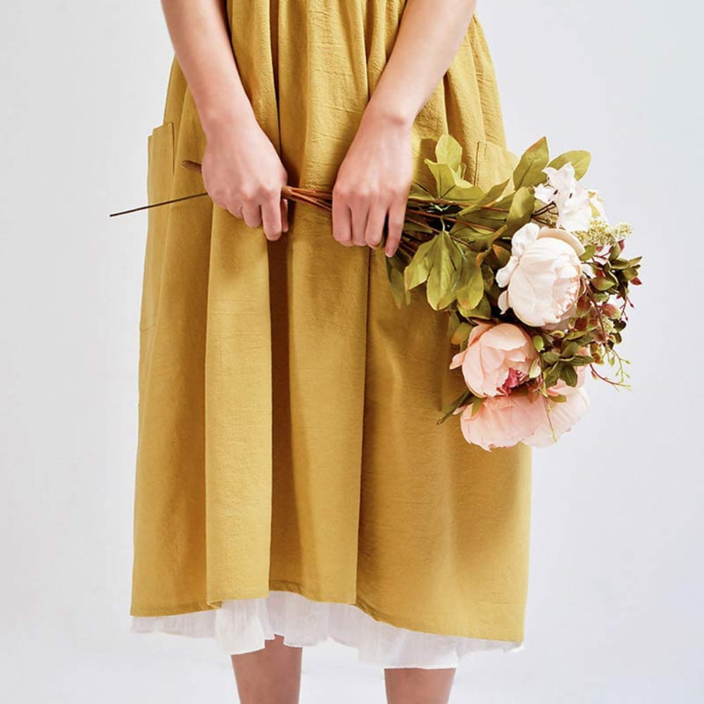 Cotton Pinafore Apron With Pockets