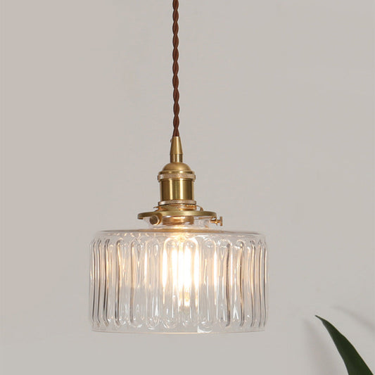 Adjustable Height Pendant Light in Vintage Glass Style