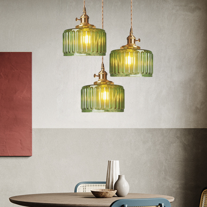 Adjustable Height Pendant Light in Vintage Glass Style