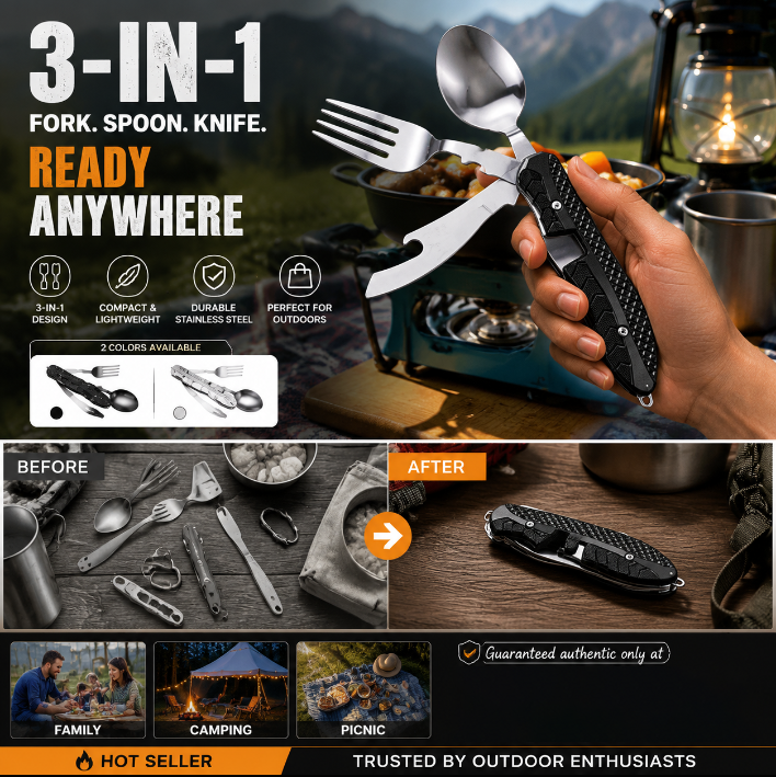 Surprise 50% off！Must-have for outdoor trips 4-In-1 Outdoor Folding Multifunctional Tableware