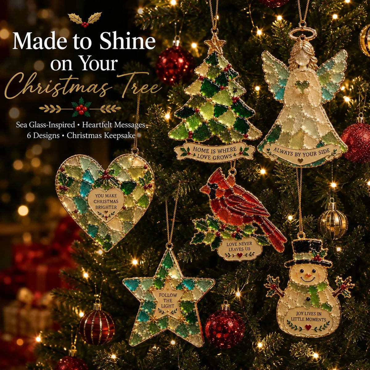 Last Day 50% OFF Sea Glass Christmas Blessing Ornaments