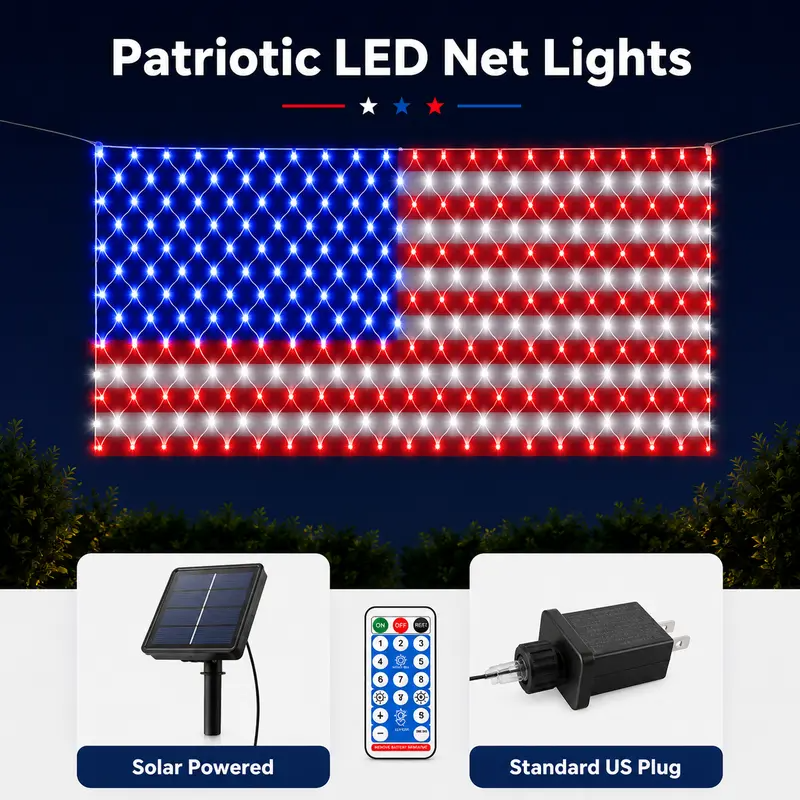 Solar American Flag Lights Outdoor American Flag Net Lights