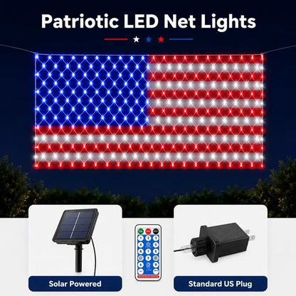 Solar American Flag Lights Outdoor American Flag Net Lights