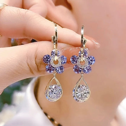 Floral Crystal Drop Earrings