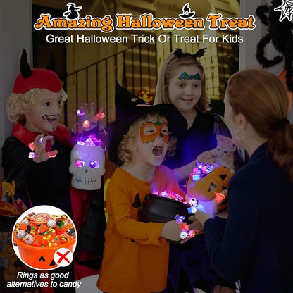 50 Pieces Each Box‼LED Light Halloween Glowing Ring | Flashing Light‑Up Party Favor for Halloween Night