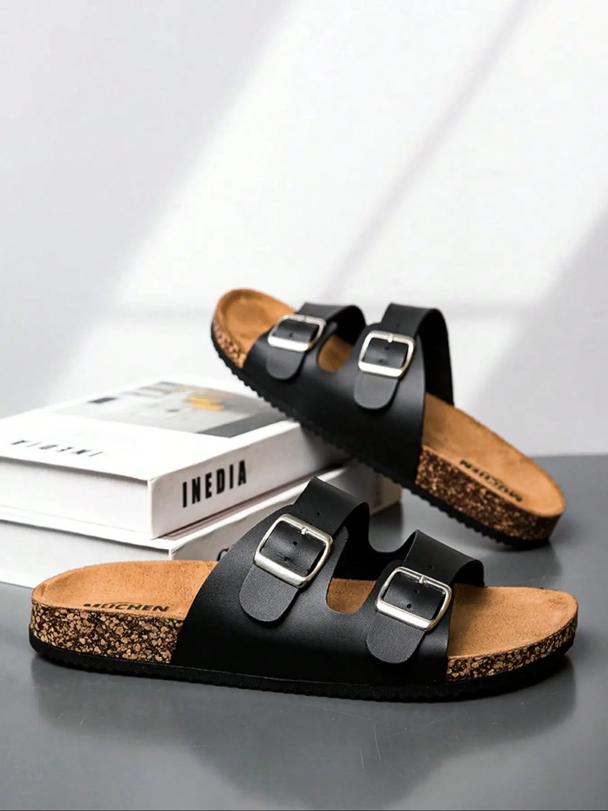 Unisex Faux Leather Slides – Open Toe, Non-Slip, Lightweight