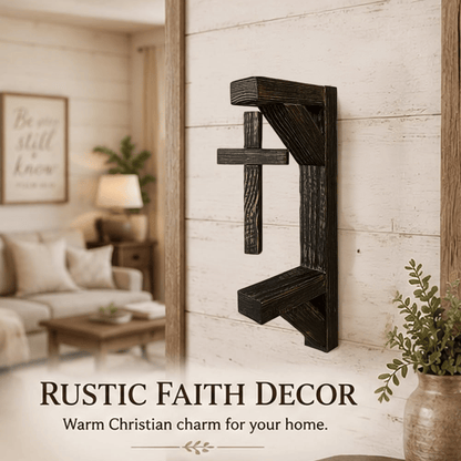 Limited-Time 49% OFF | Rustic Cross Wall Shelf Wooden Floating Shelf for Faith-Inspired Decor