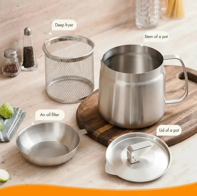 Hot Sale 50% OFF | Stainless Steel Deep Fryer Pot | Fry, Strain & Store Oil with Ease