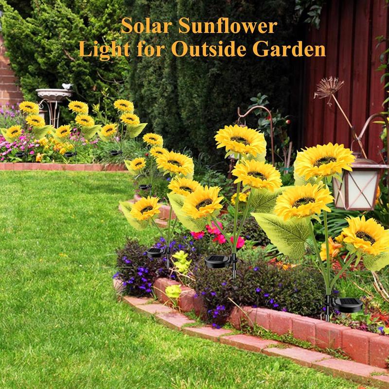 Solar LED Sunflower Garden Lights, Realistic Night Glow for Yard, Lawn, Patio and Porch Decoration, Waterproof IP65