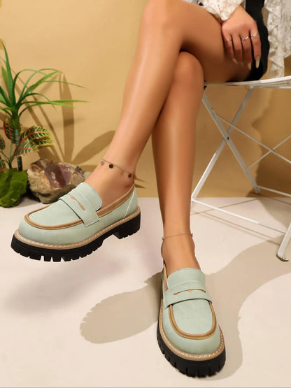 Women's Faux Leather Loafers – Slip-On, Lightweight, Breathable