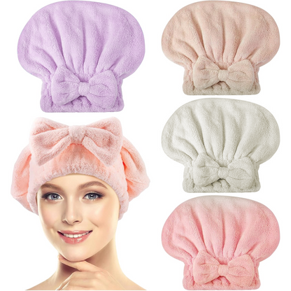 Soft Reusable Hair Wrap With Bow Decor 2PCS